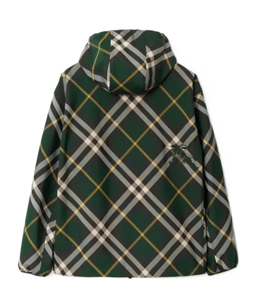 Burberry Logo Embroidered Checkered Zip-Up Jacket