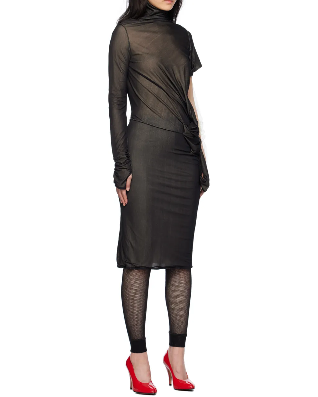 Maison Margiela One-Shoulder Semi-Sheer Midi Dress