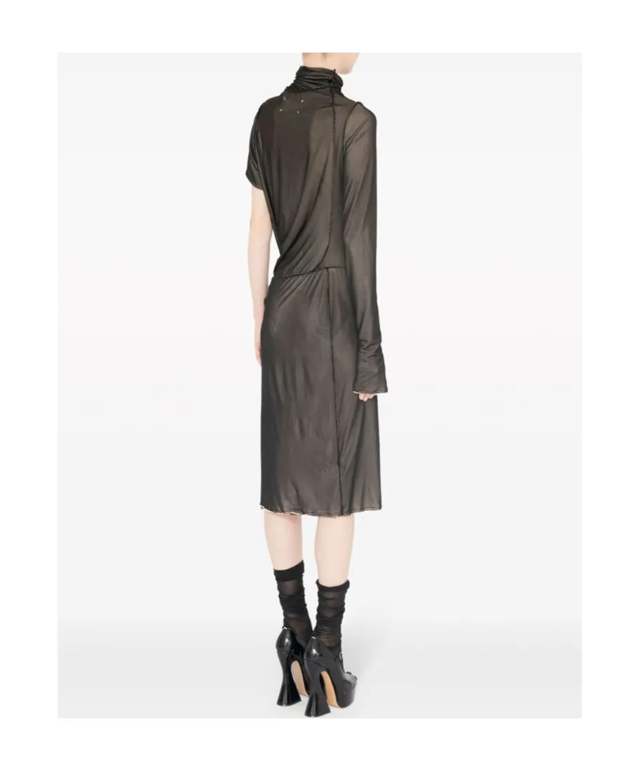 Maison Margiela One-Shoulder Semi-Sheer Midi Dress