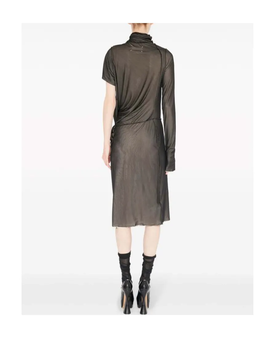 Maison Margiela One-Shoulder Semi-Sheer Midi Dress