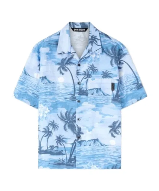 Palm Angels Sunset Printed Short-Sleeved Shirt