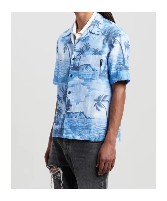 Palm Angels Sunset Printed Short-Sleeved Shirt