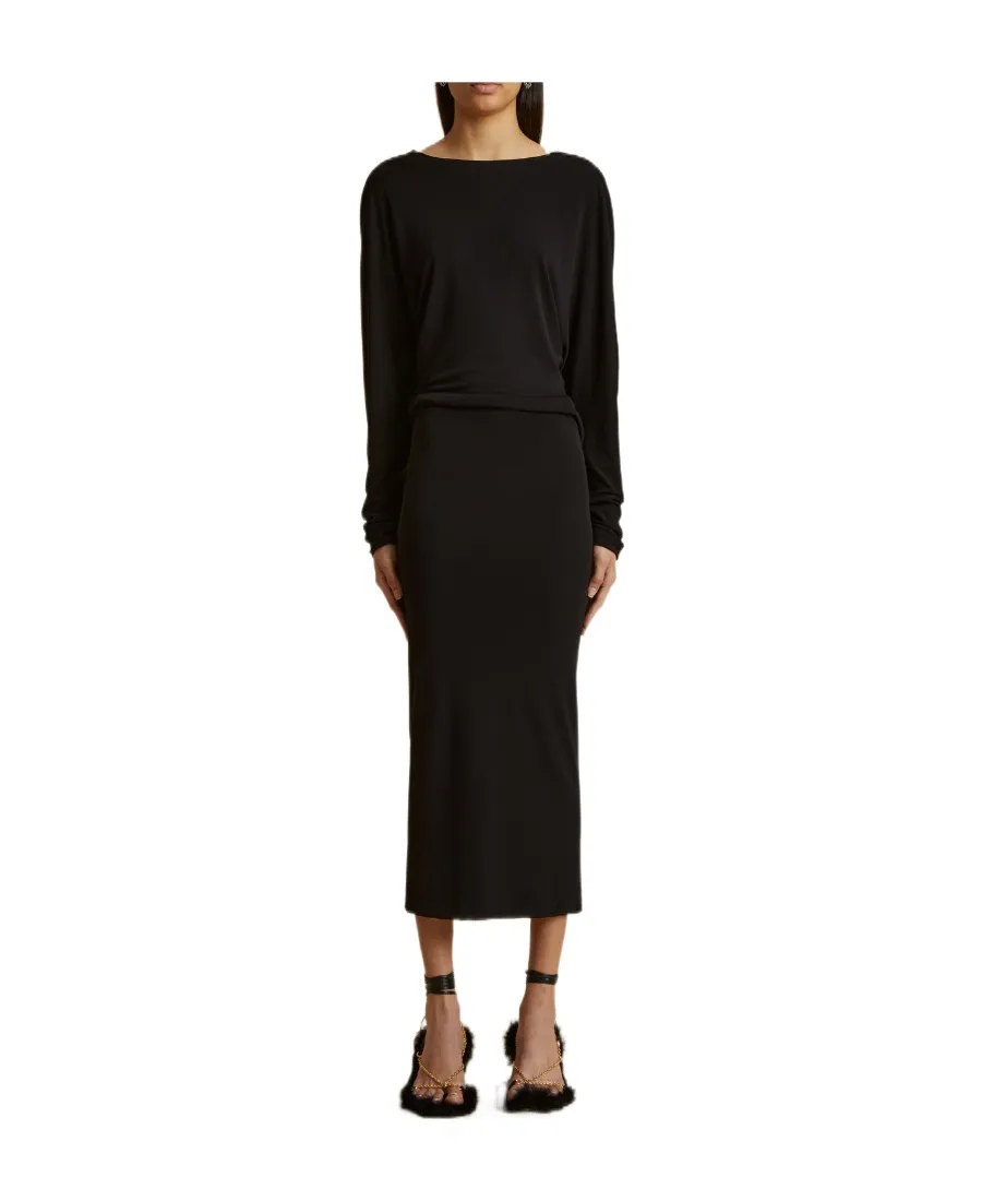Khaite The Trina Long-Sleeved Open-Back Midi Dress
