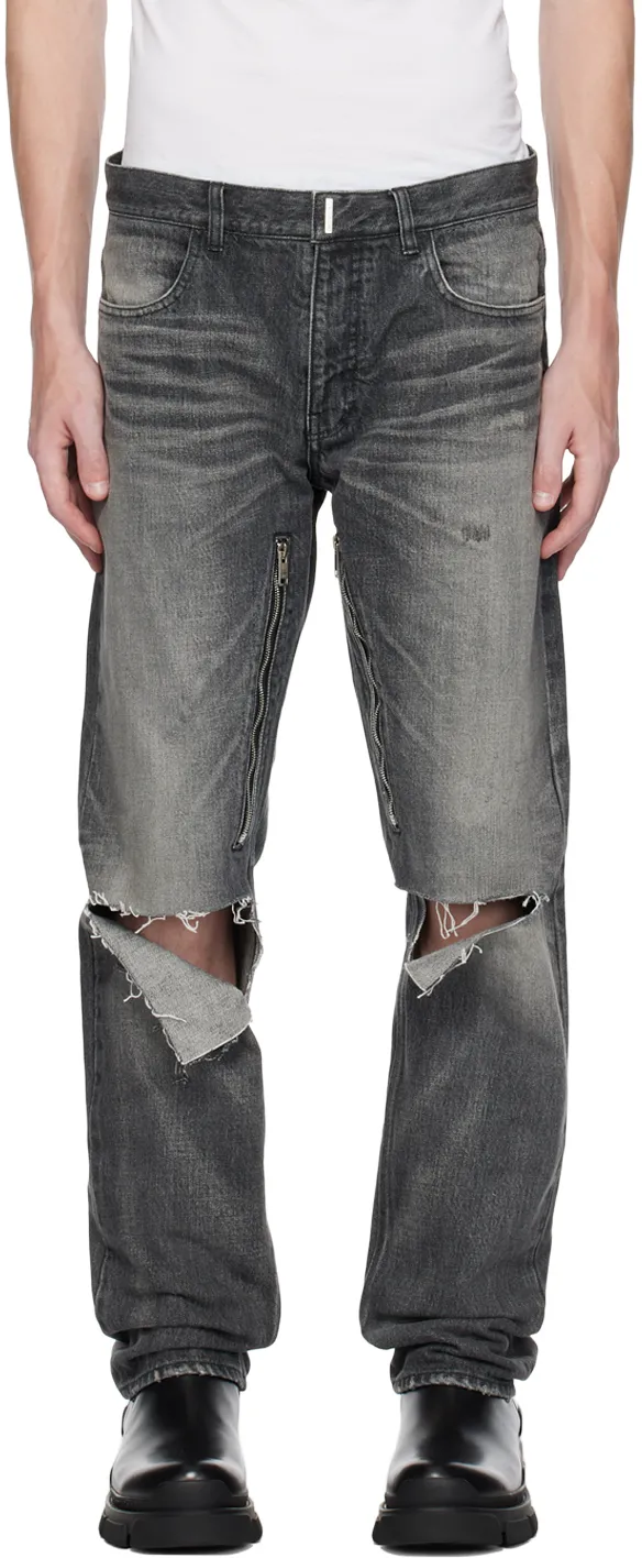 Straight Jeans In Destroyed Denim