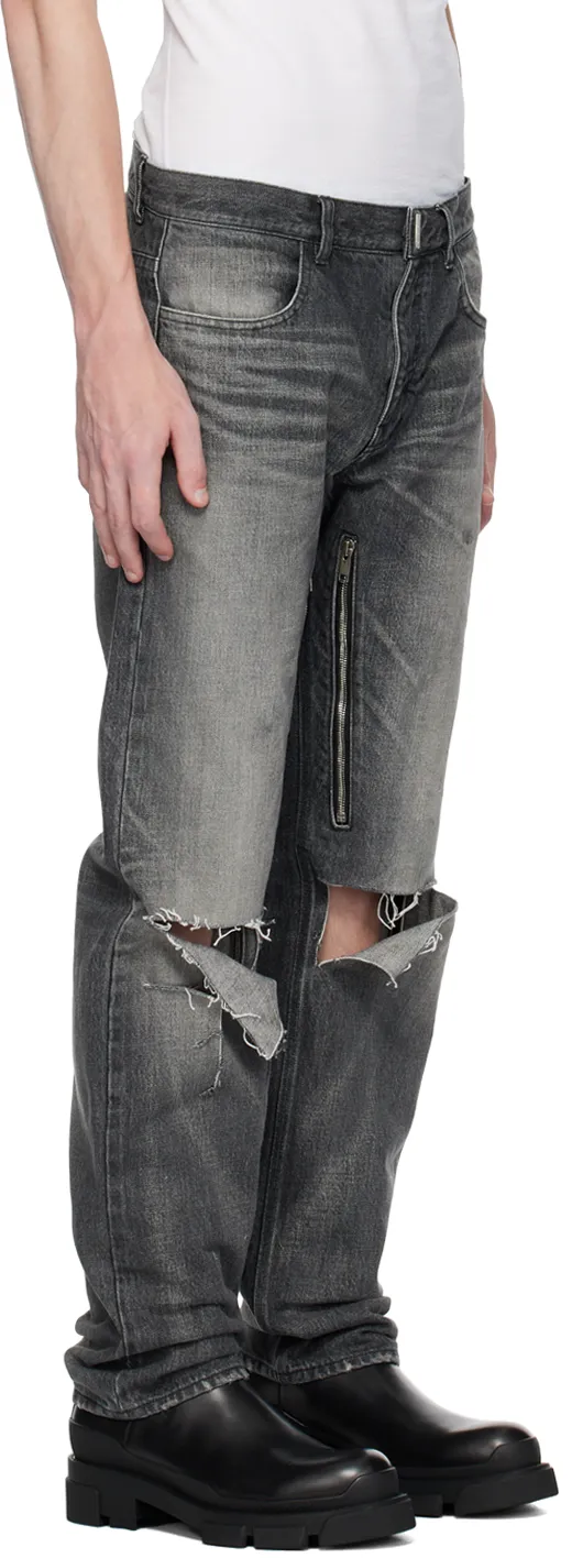 Straight Jeans In Destroyed Denim