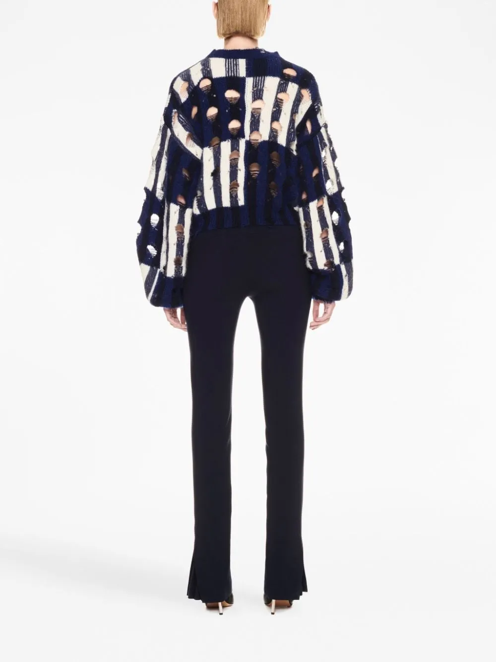 Off-White Shibori Distressed Crewneck Long-Sleeved Jumper