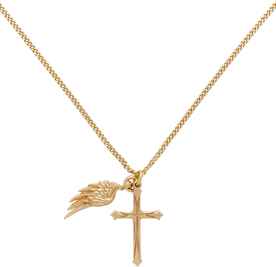 Emanuele Bicocchi Cross And Wing Necklace