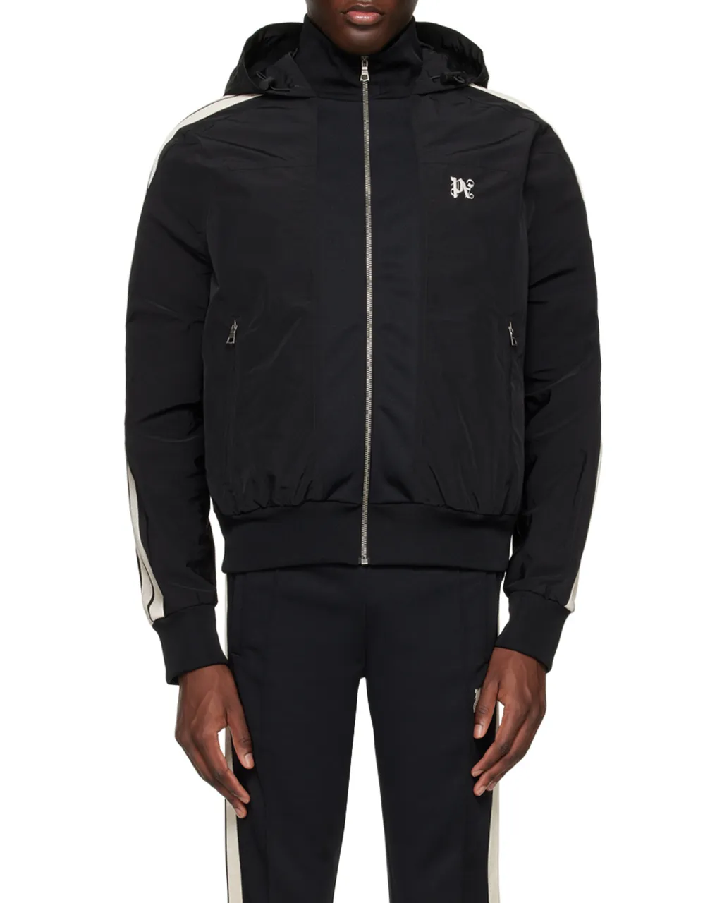 Palm Angels Logo Embroidered Hooded Jacket