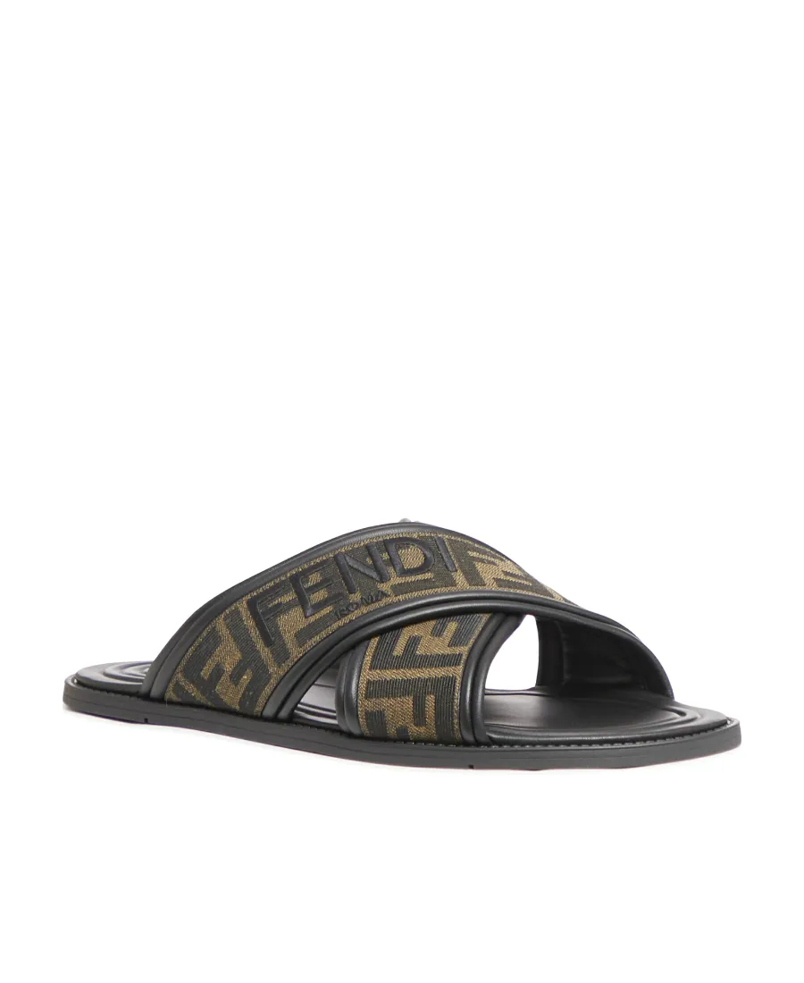 Fendi Ff Logo Detail Crossed Slides