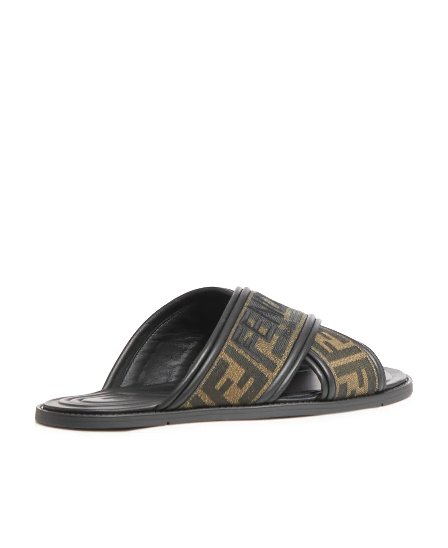 Fendi Ff Logo Detail Crossed Slides