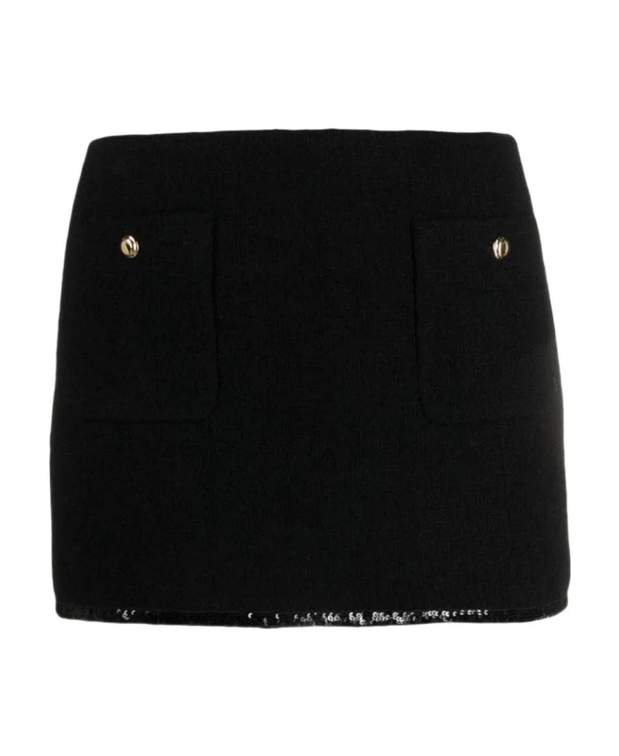 Miu Miu Logo-Patch Sequin-Trim Mini Skirt