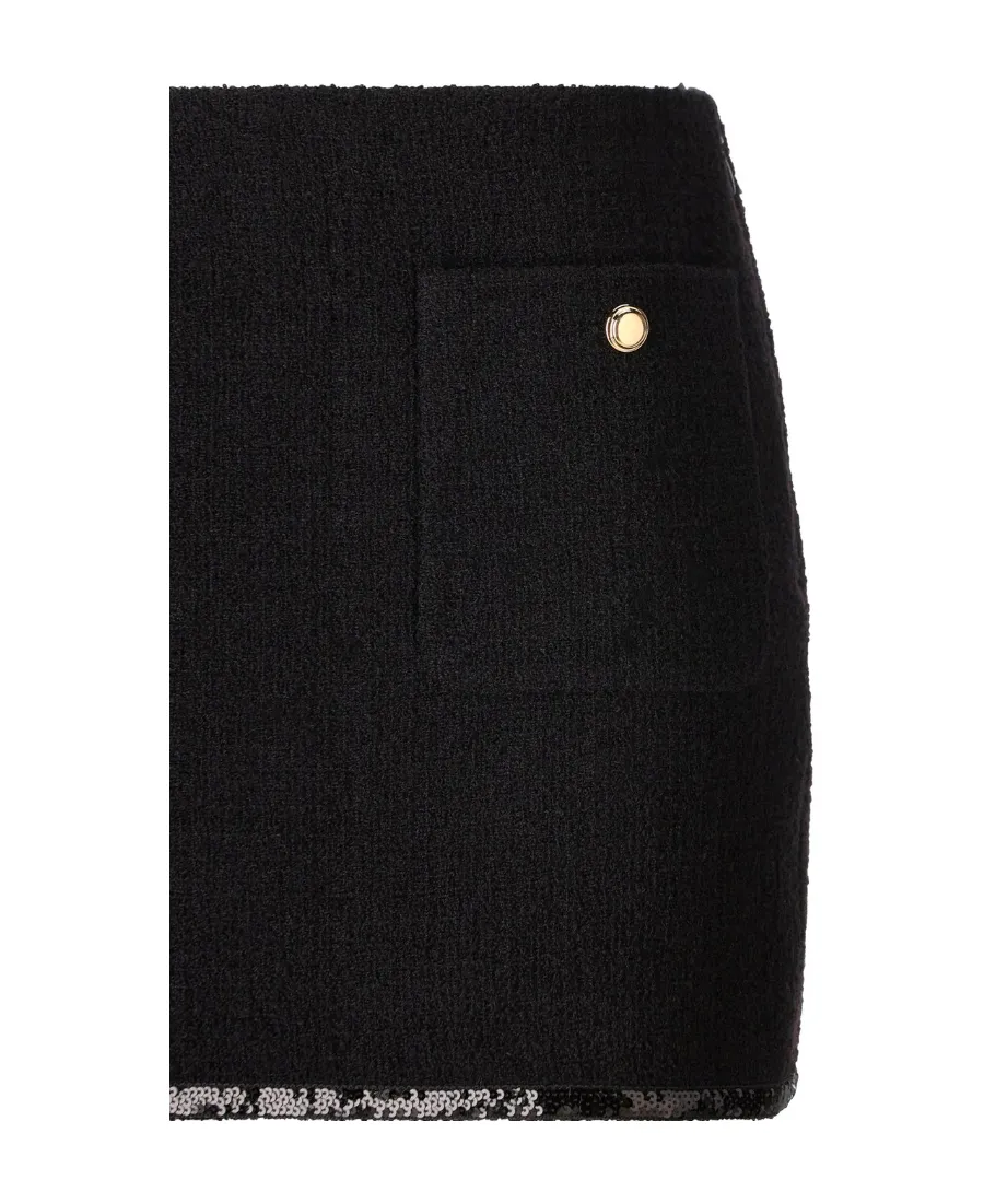 Miu Miu Logo-Patch Sequin-Trim Mini Skirt