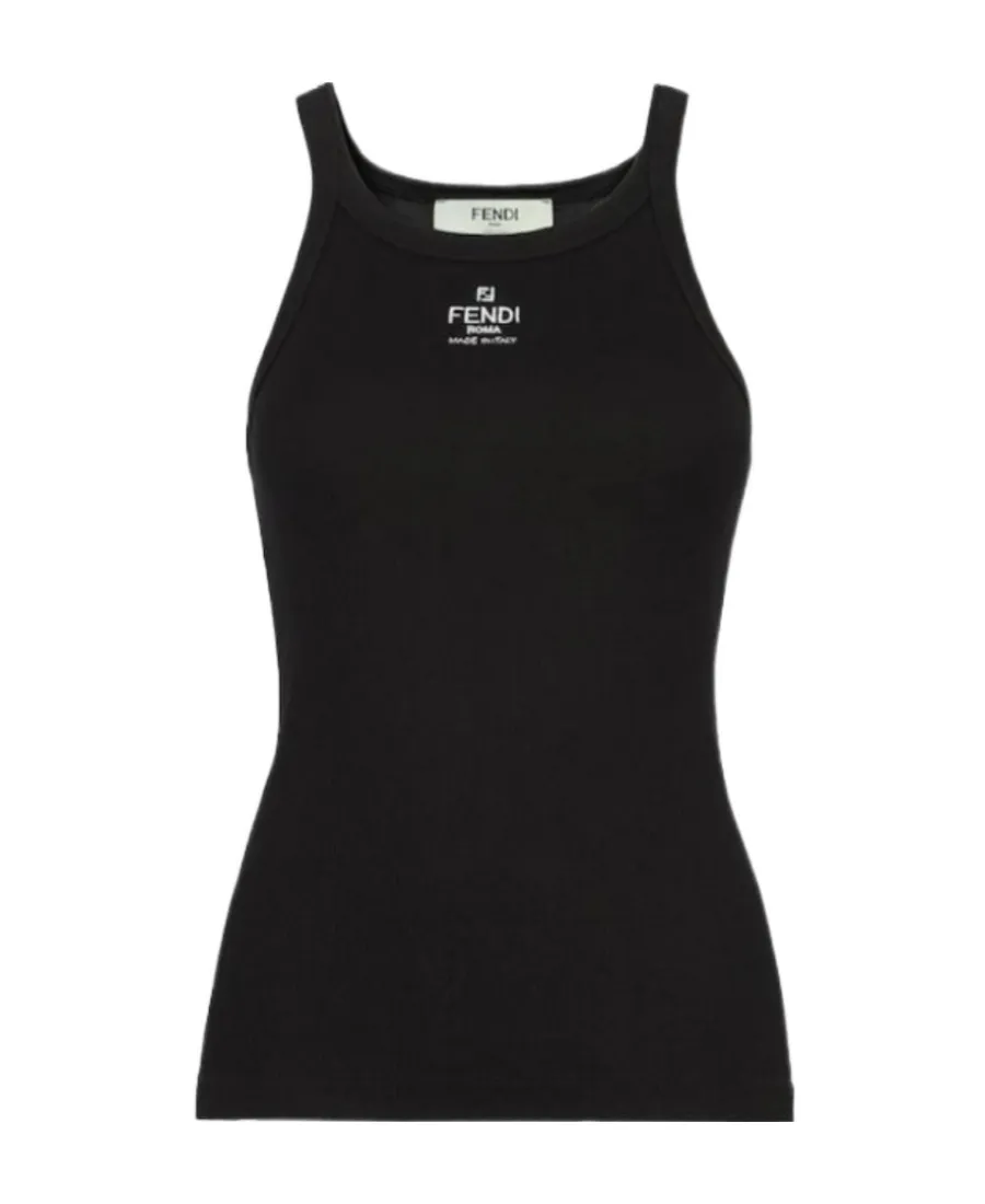Fendi Logo Embroidered Knitted Tank Top