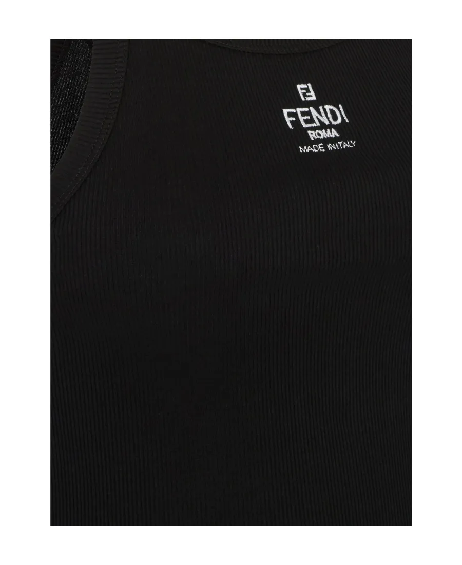 Fendi Logo Embroidered Knitted Tank Top