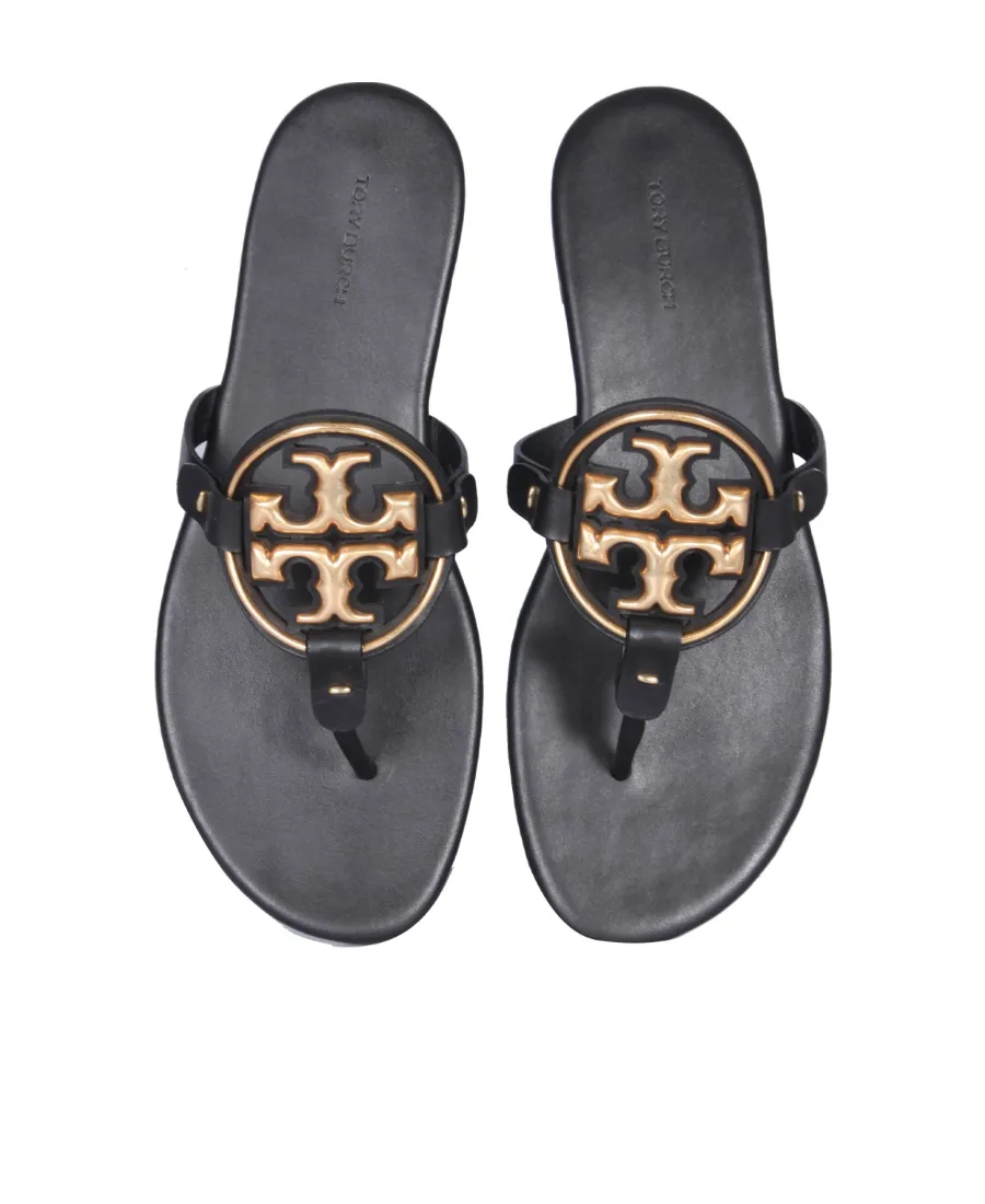 Tory Burch Miller Logo Plaque Thong Sandals