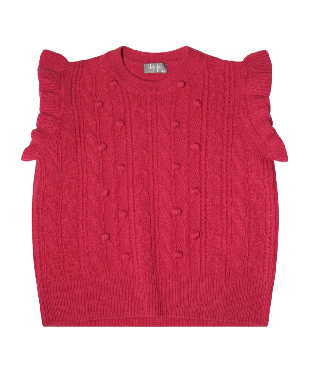 Il Gufo Pompom Detailed Tricot-Knit Gilet