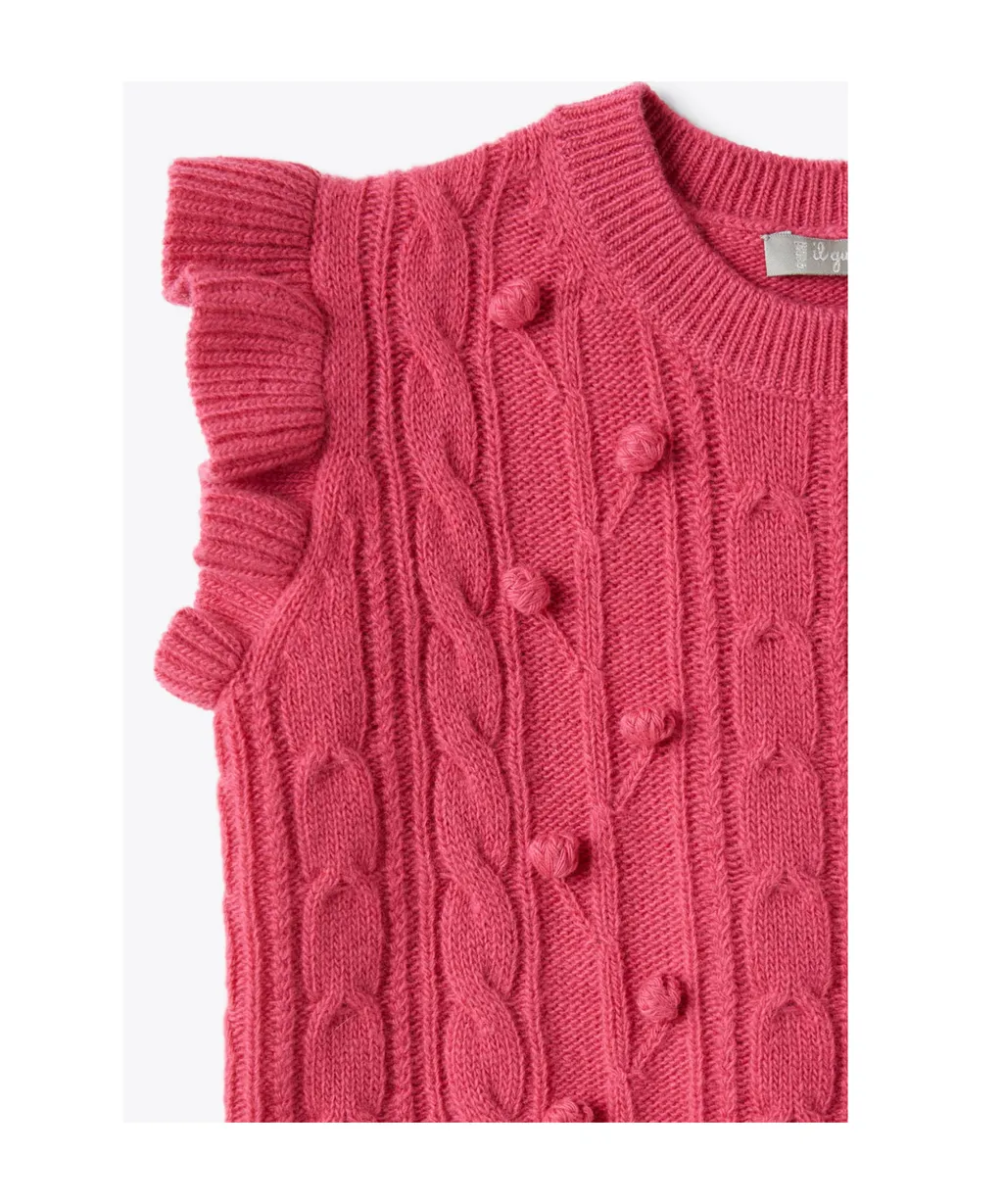 Il Gufo Pompom Detailed Tricot-Knit Gilet