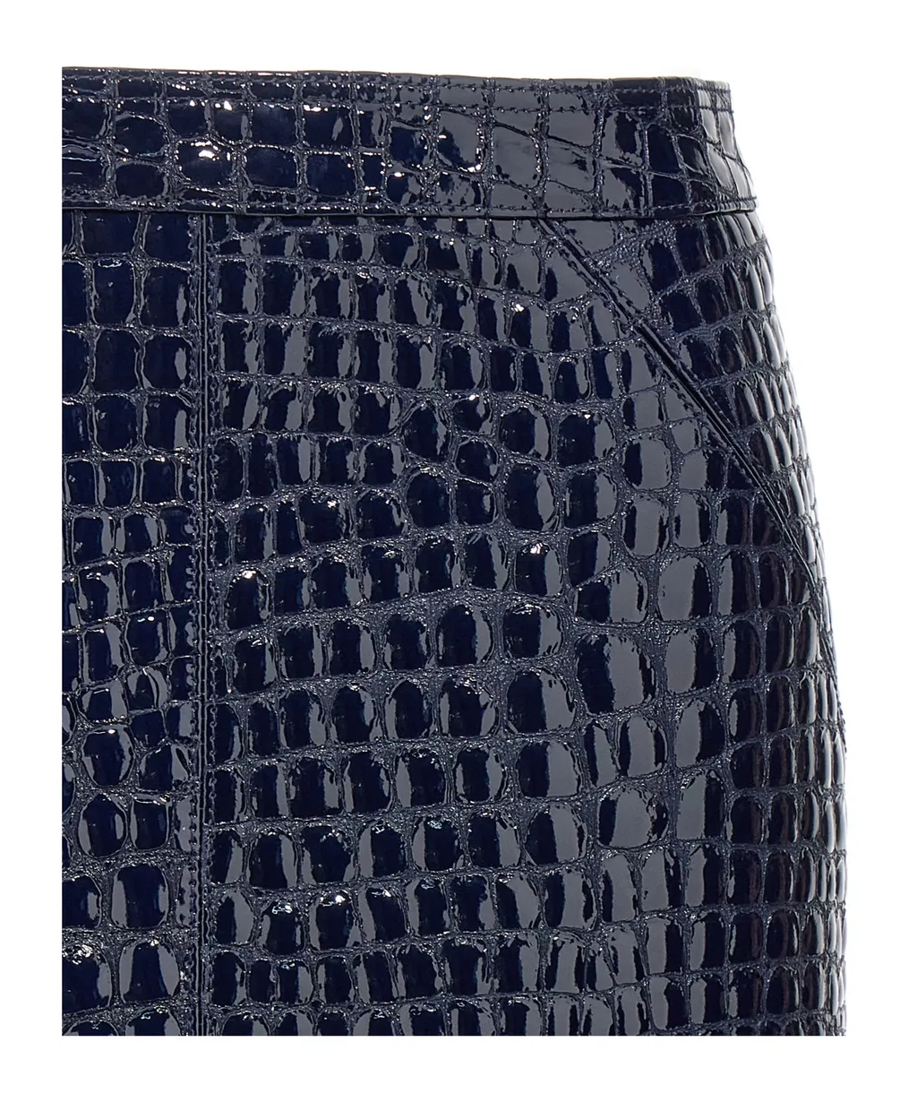 Tom Ford High-Waisted Embossed Leather Mini Skirt