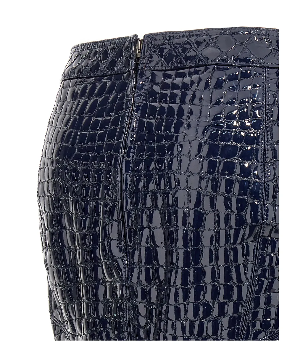 Tom Ford High-Waisted Embossed Leather Mini Skirt