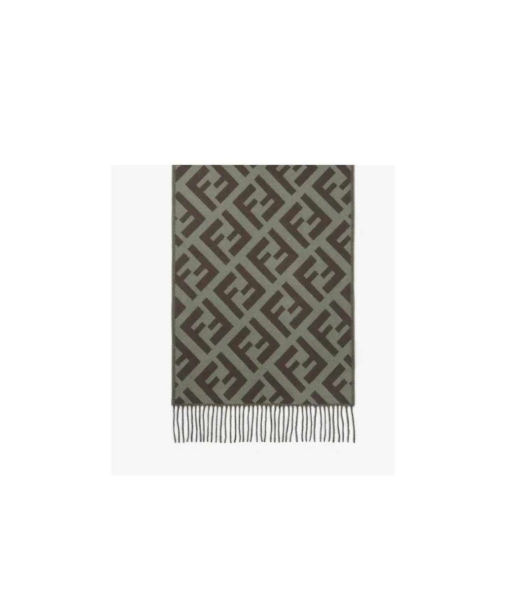 Fendi Logo Jacquard Fringed-Edge Scarf