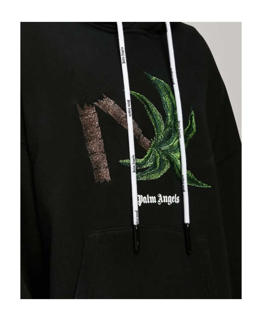 Palm Angels Broken Palm Embroidered Drawstring Hoodie