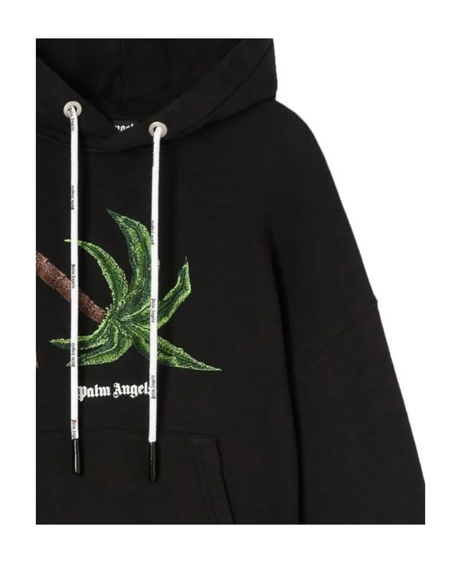Palm Angels Broken Palm Embroidered Drawstring Hoodie