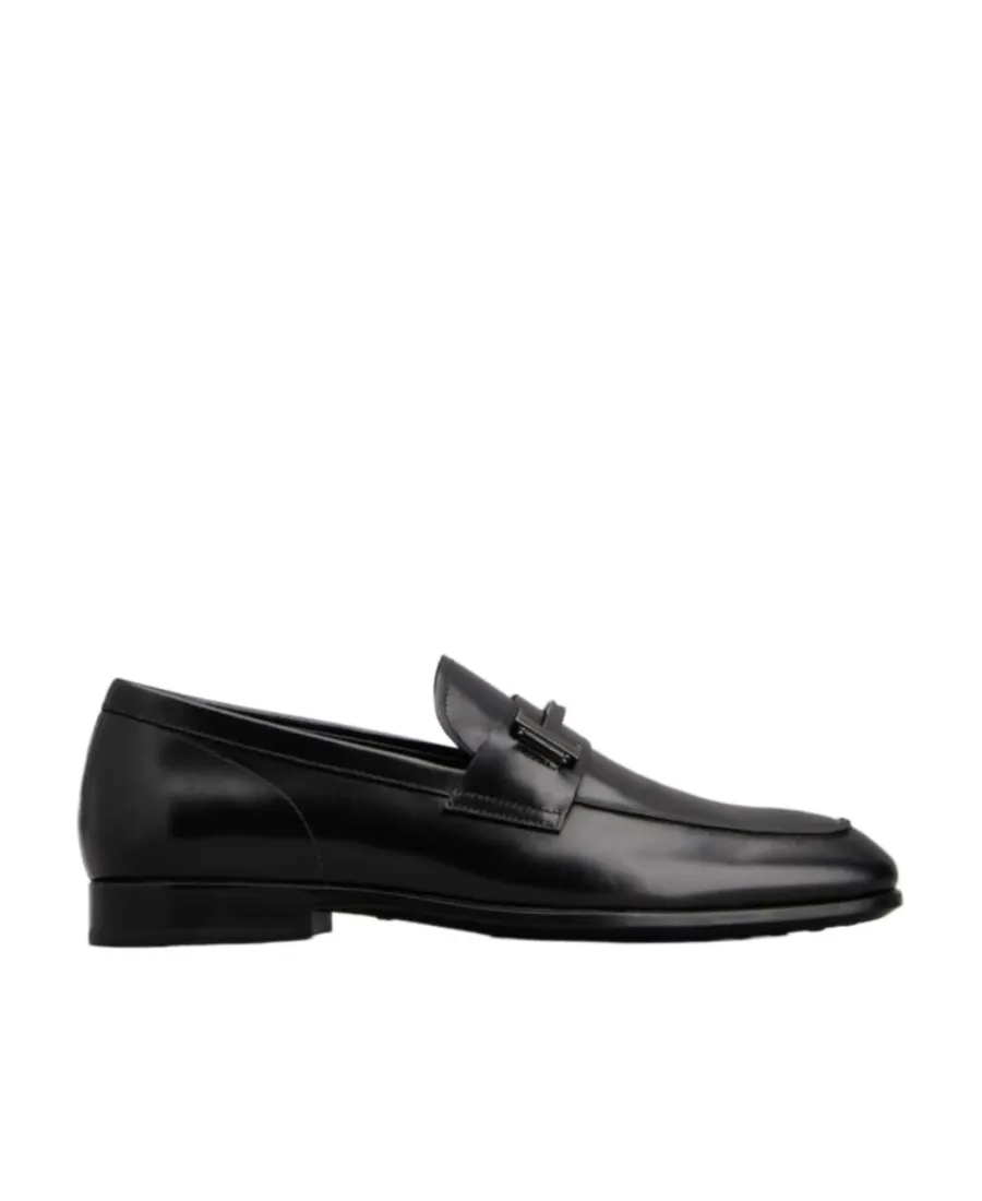 Tod's Double T Plaque Almond Toe Loafers