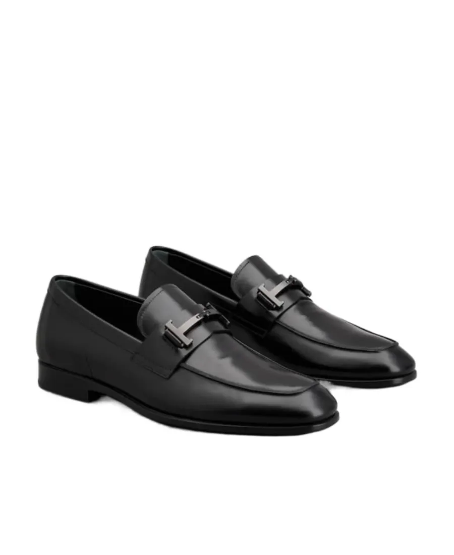 Tod's Double T Plaque Almond Toe Loafers
