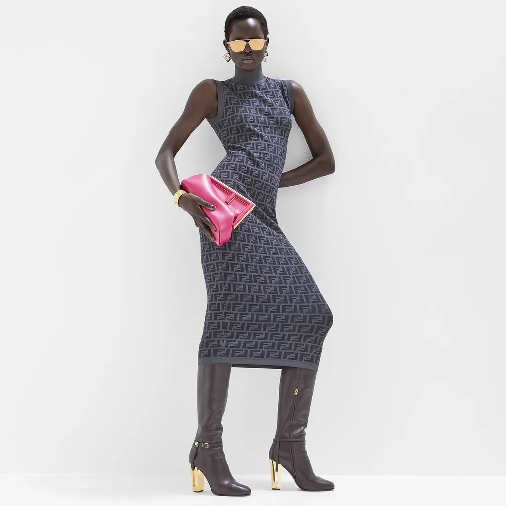 Fendi Ff Motif Sleeveless Maxi Dress