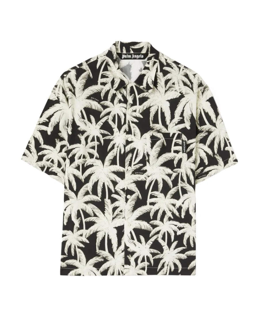 Palm Angels All-Over Palm Printed Short-Sleeved Shirt
