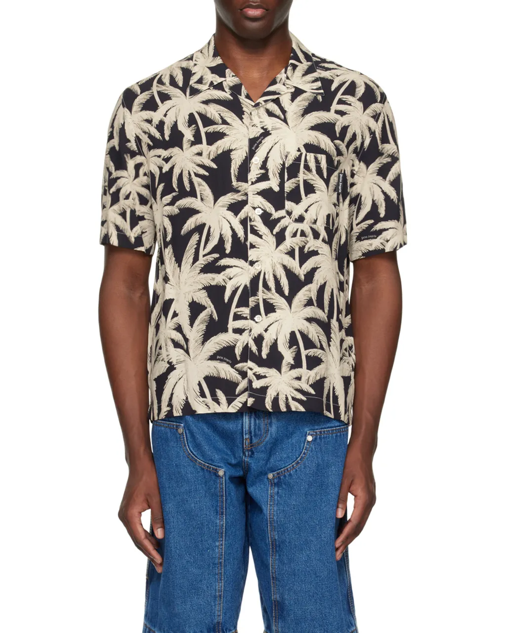 Palm Angels All-Over Palm Printed Short-Sleeved Shirt