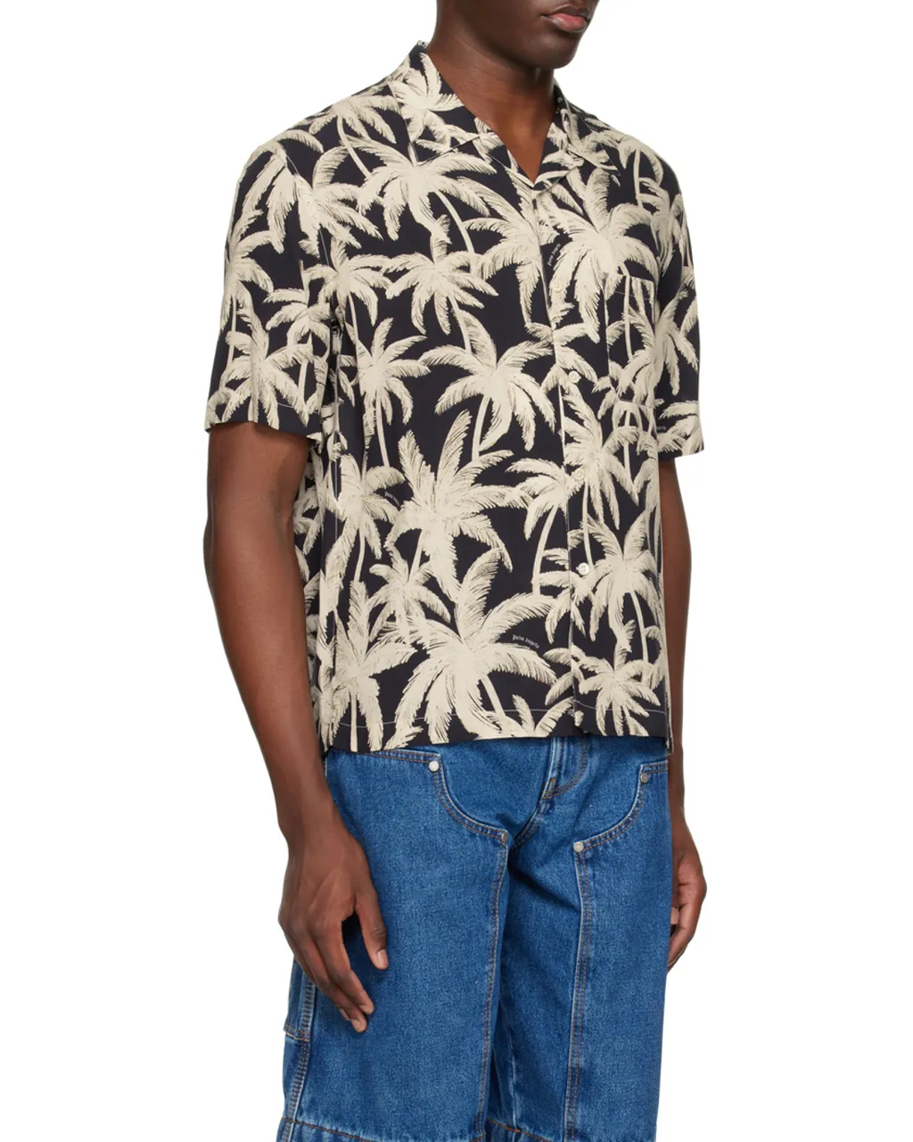 Palm Angels All-Over Palm Printed Short-Sleeved Shirt