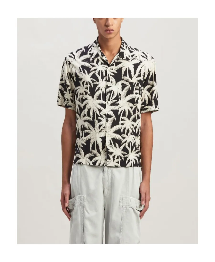 Palm Angels All-Over Palm Printed Short-Sleeved Shirt