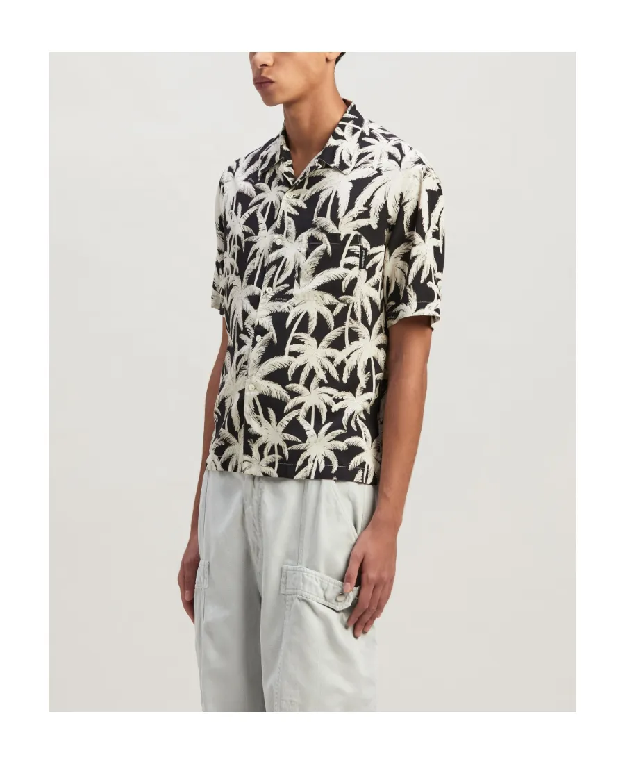 Palm Angels All-Over Palm Printed Short-Sleeved Shirt