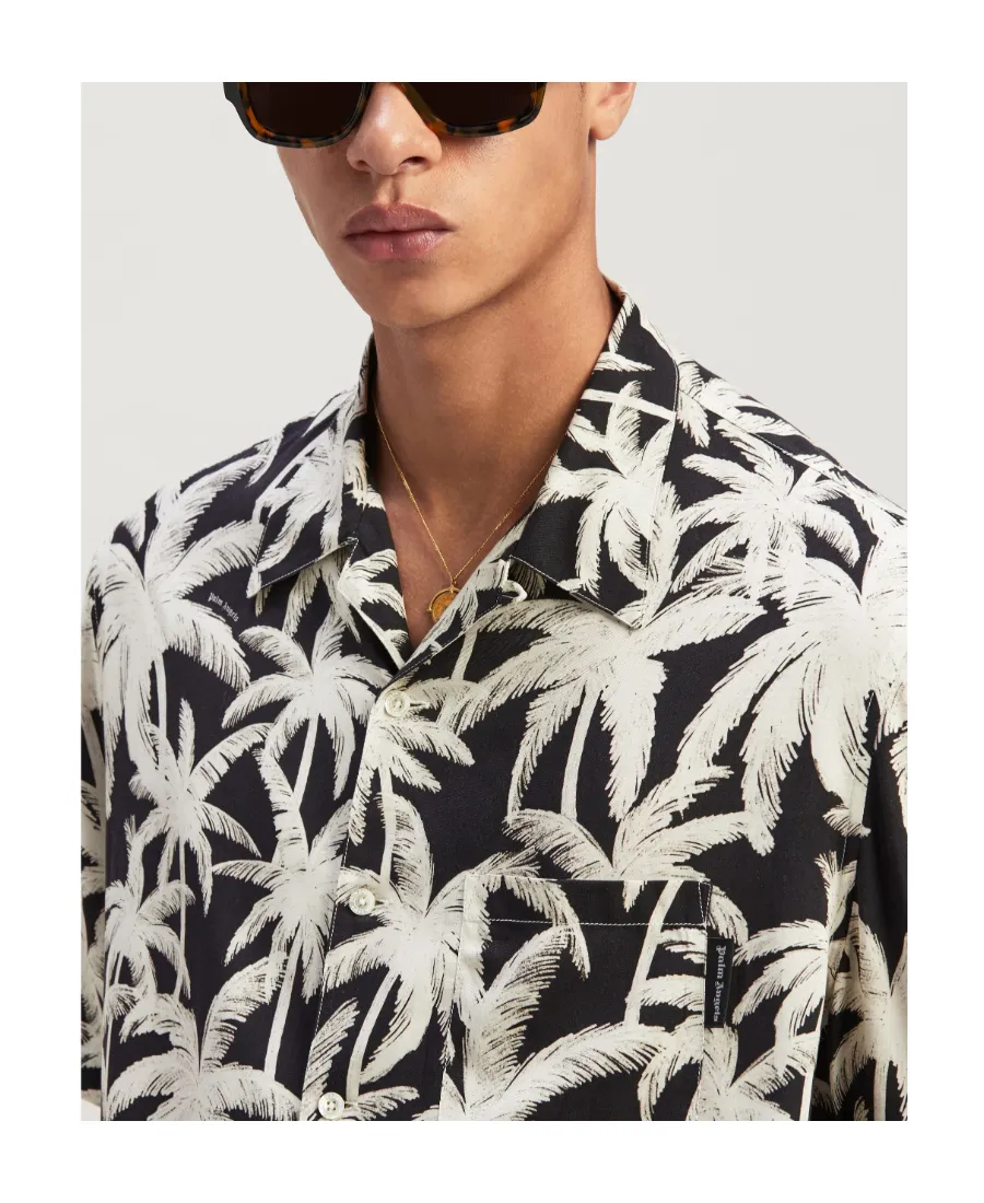 Palm Angels All-Over Palm Printed Short-Sleeved Shirt