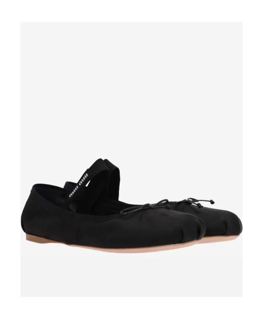 Miu Miu Bow-Detailed Slip-On Satin Ballerina Shoes