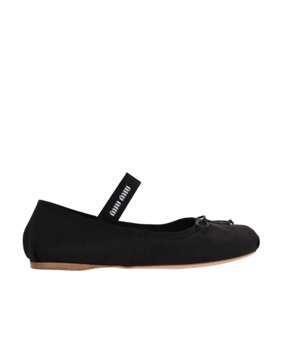 Miu Miu Bow-Detailed Slip-On Satin Ballerina Shoes
