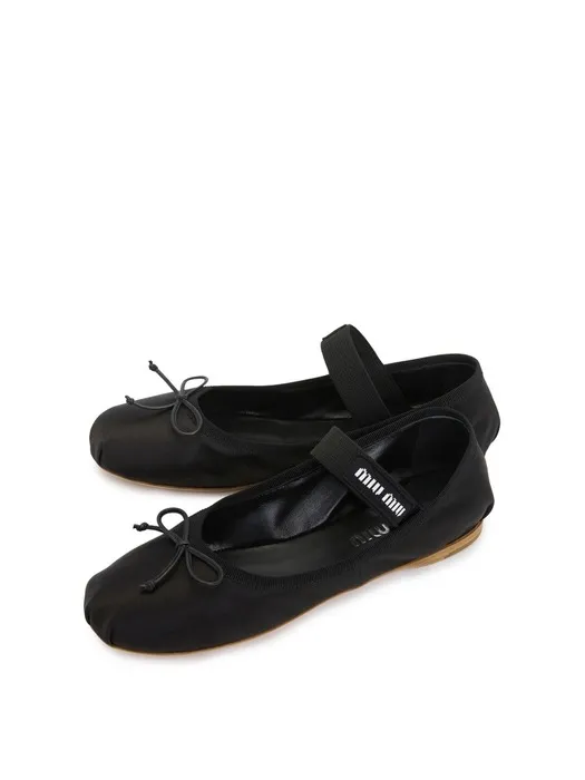 Miu Miu Bow-Detailed Slip-On Satin Ballerina Shoes