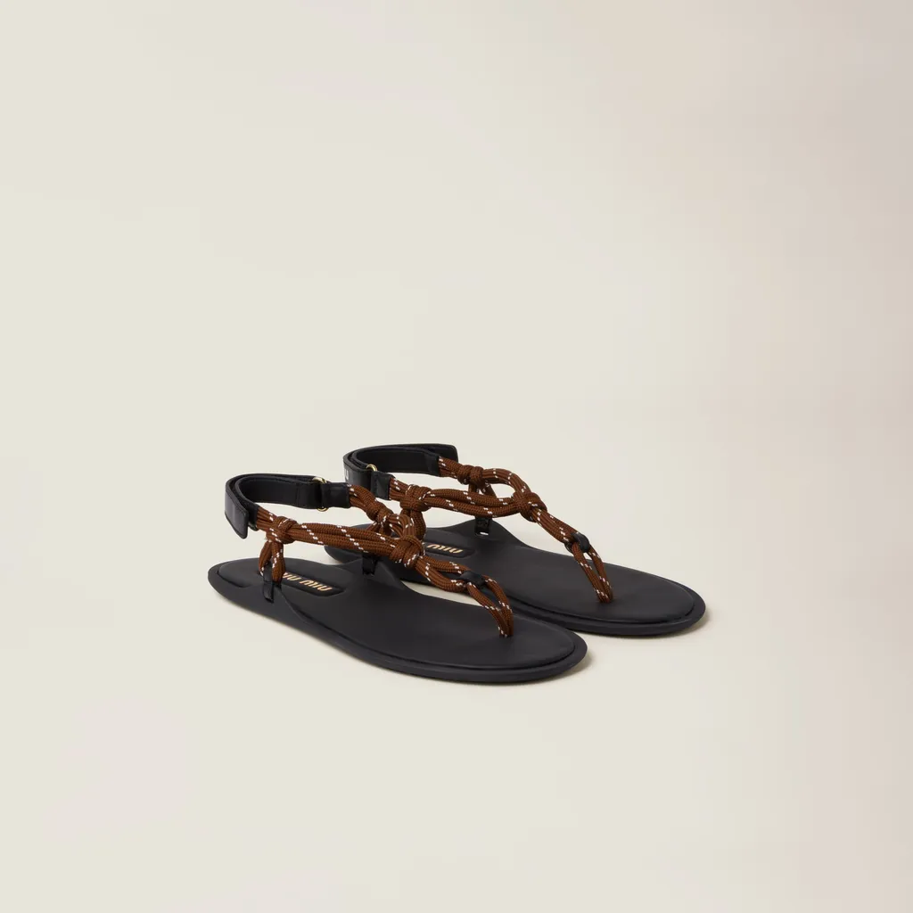 Miu Miu Round-Toe Cord-Strap Sandals