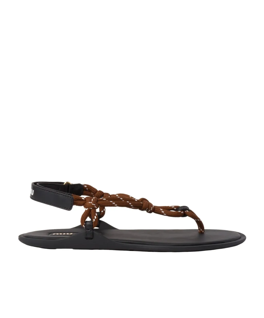 Miu Miu Round-Toe Cord-Strap Sandals