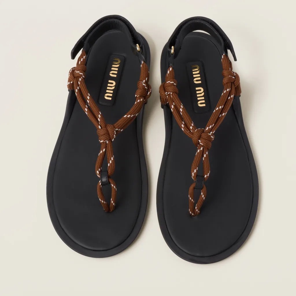 Miu Miu Round-Toe Cord-Strap Sandals