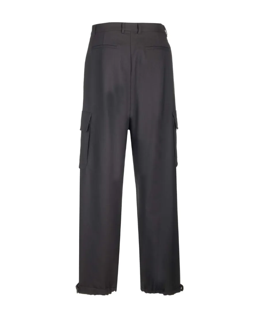 Off-White Ow Emb Drill Mid-Rise Wide Leg Trousers