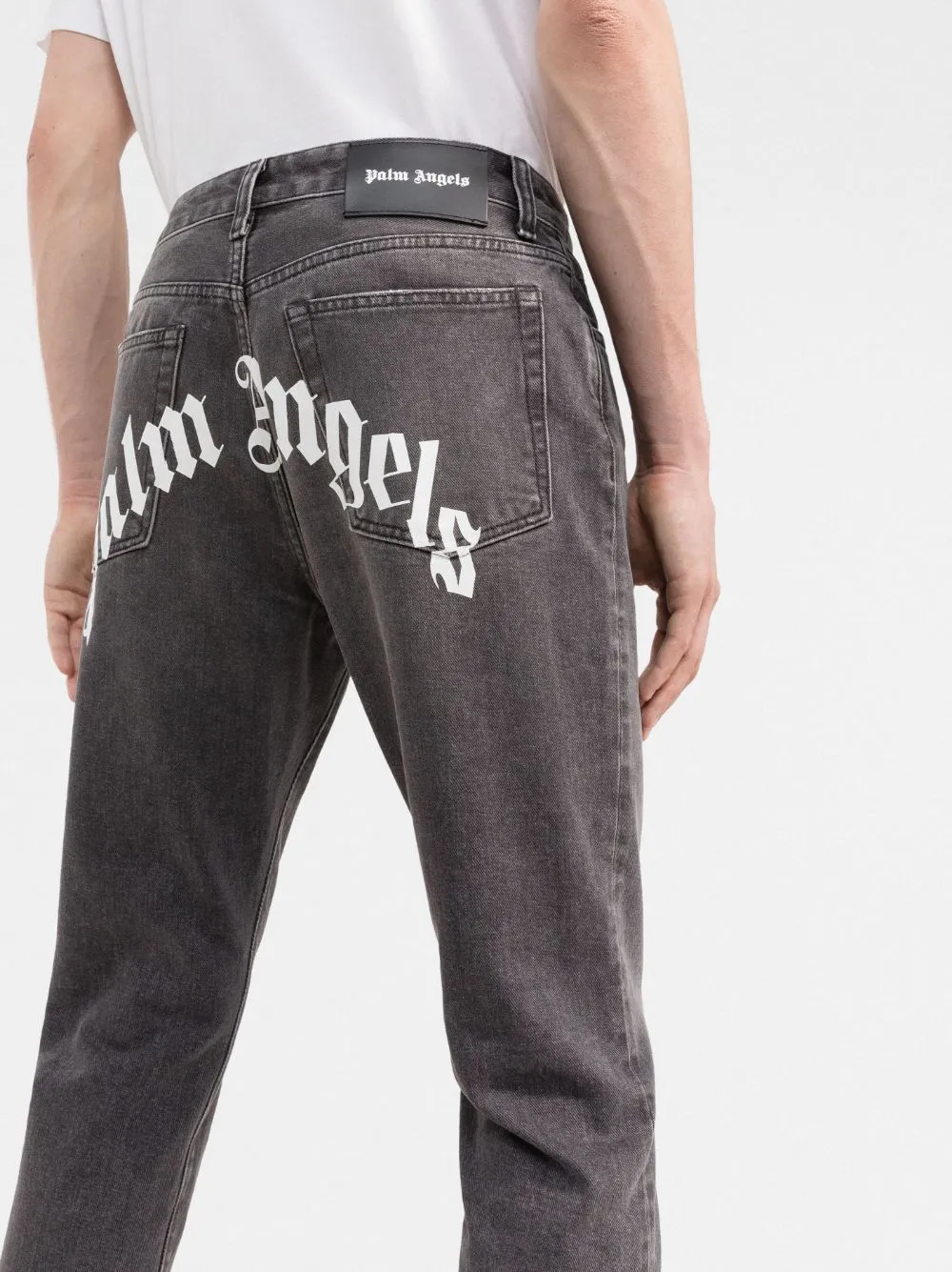 Palm Angels Logo Printed Straight Leg Jeans