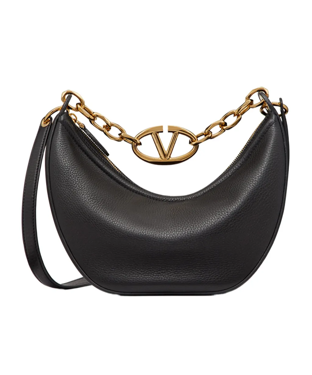 Valentino Vlogo Moon Zip-Up Small Shoulder Bag