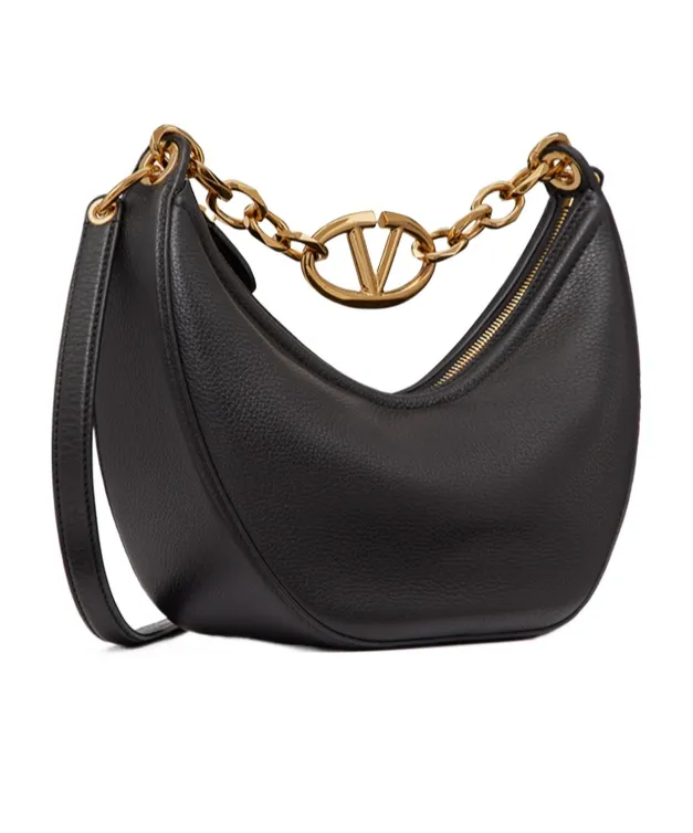 Valentino Vlogo Moon Zip-Up Small Shoulder Bag
