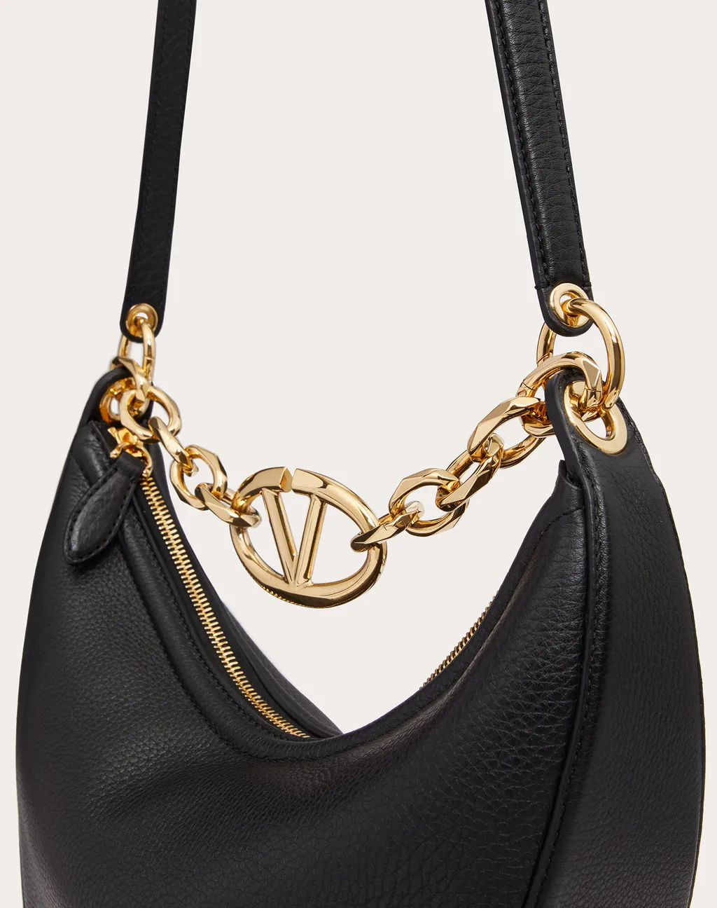 Valentino Vlogo Moon Zip-Up Small Shoulder Bag