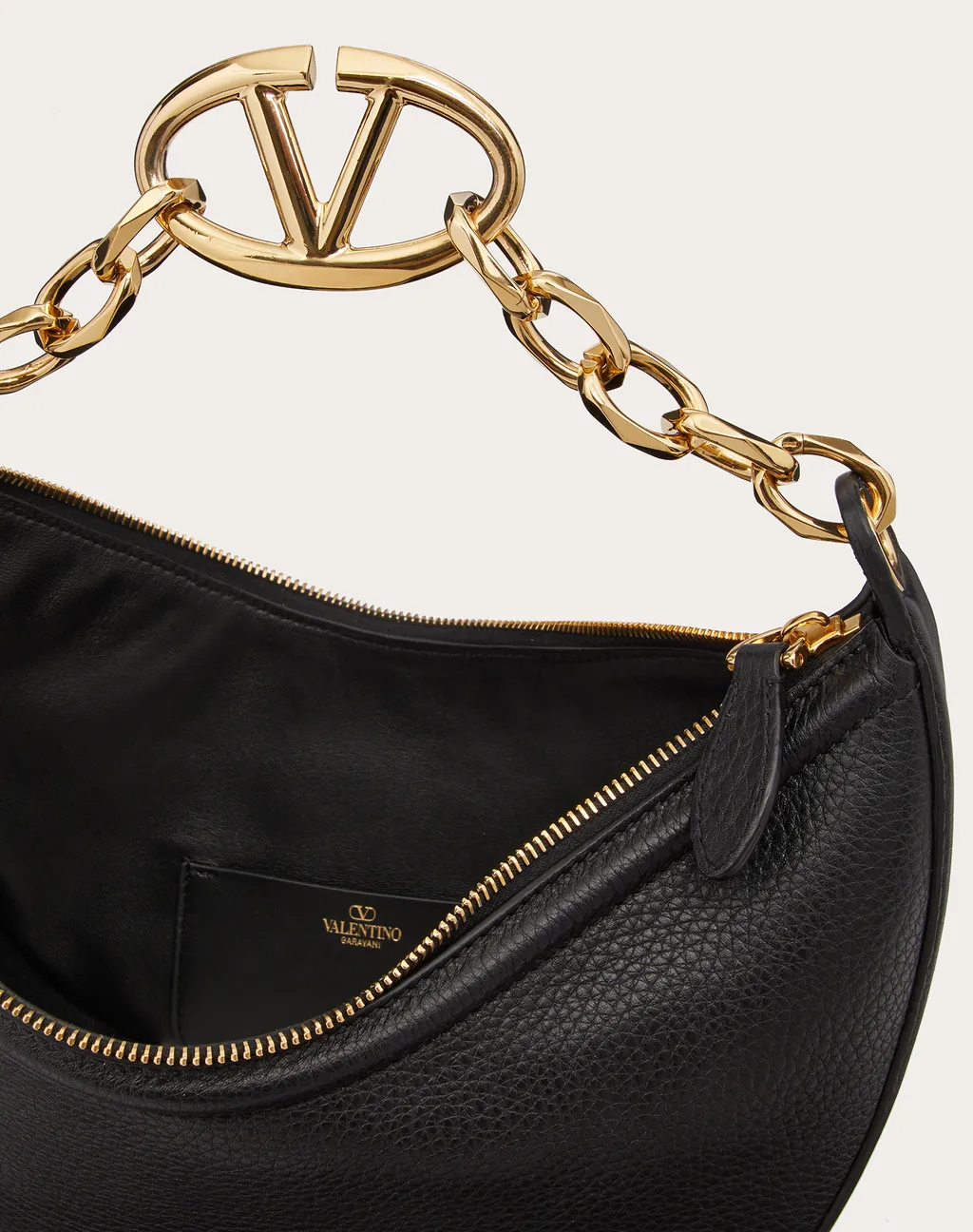 Valentino Vlogo Moon Zip-Up Small Shoulder Bag