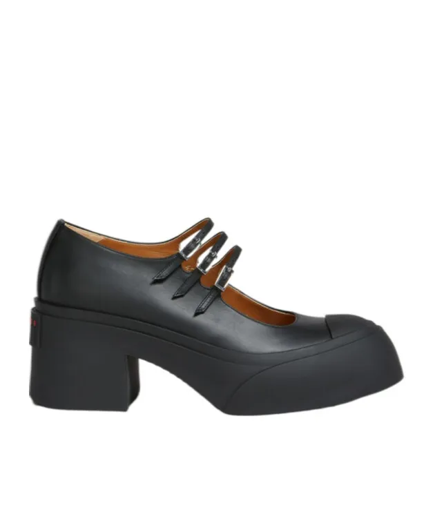Marni Buckle-Strap Round-Toe Pumps