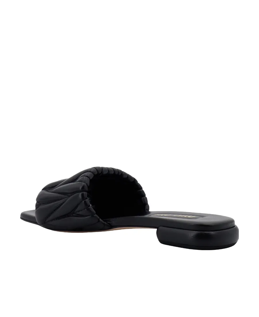 Miu Miu Logo Plaque Matelassé Sandals