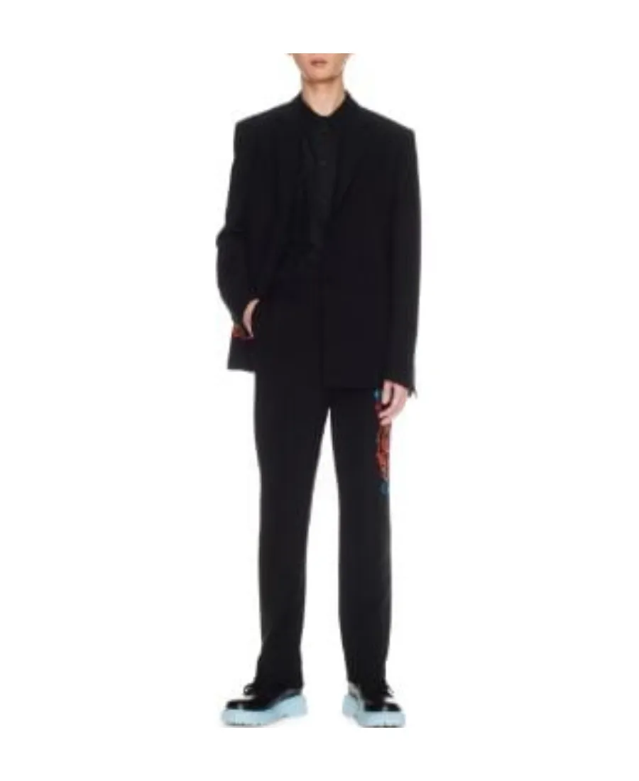Off-White Logo Embroidered Straight Leg Trousers